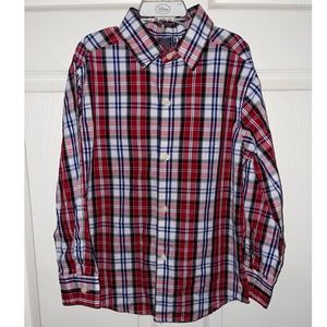 Boys IZOD Black & Red Plaid Long Sleeve Button Down Dress Shirt